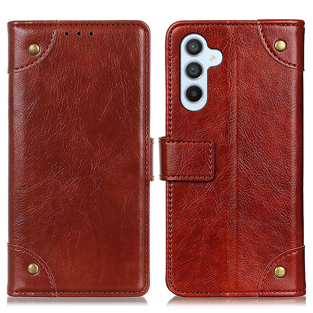 For Samsung Galaxy F34 5G M34 5G Wallet Stand Phone Case PU Leather Brass Button Decor Phone Cover For Samsung Galaxy F34 5G M34 5G Wallet Stand Phone Case PU Leather Brass Button Decor Phone Cover
